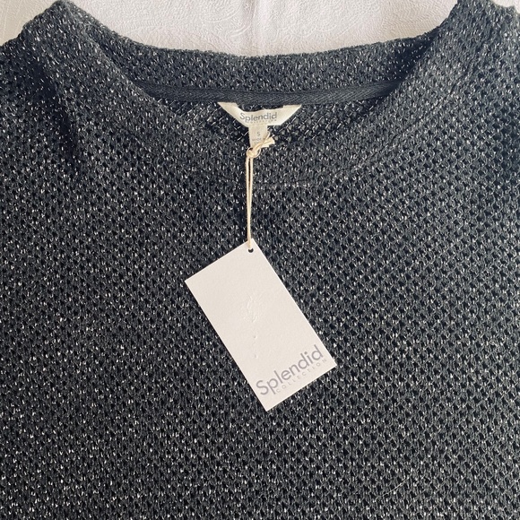 Splendid women’s black & silver knit sweater with stripe detail. - Picture 3 of 3